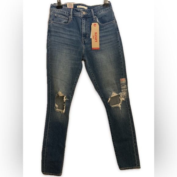 NWT🔖•Levi’s 721 High Rise Jeans, distressed knee size 8 short, 29x30 - Picture 3 of 14